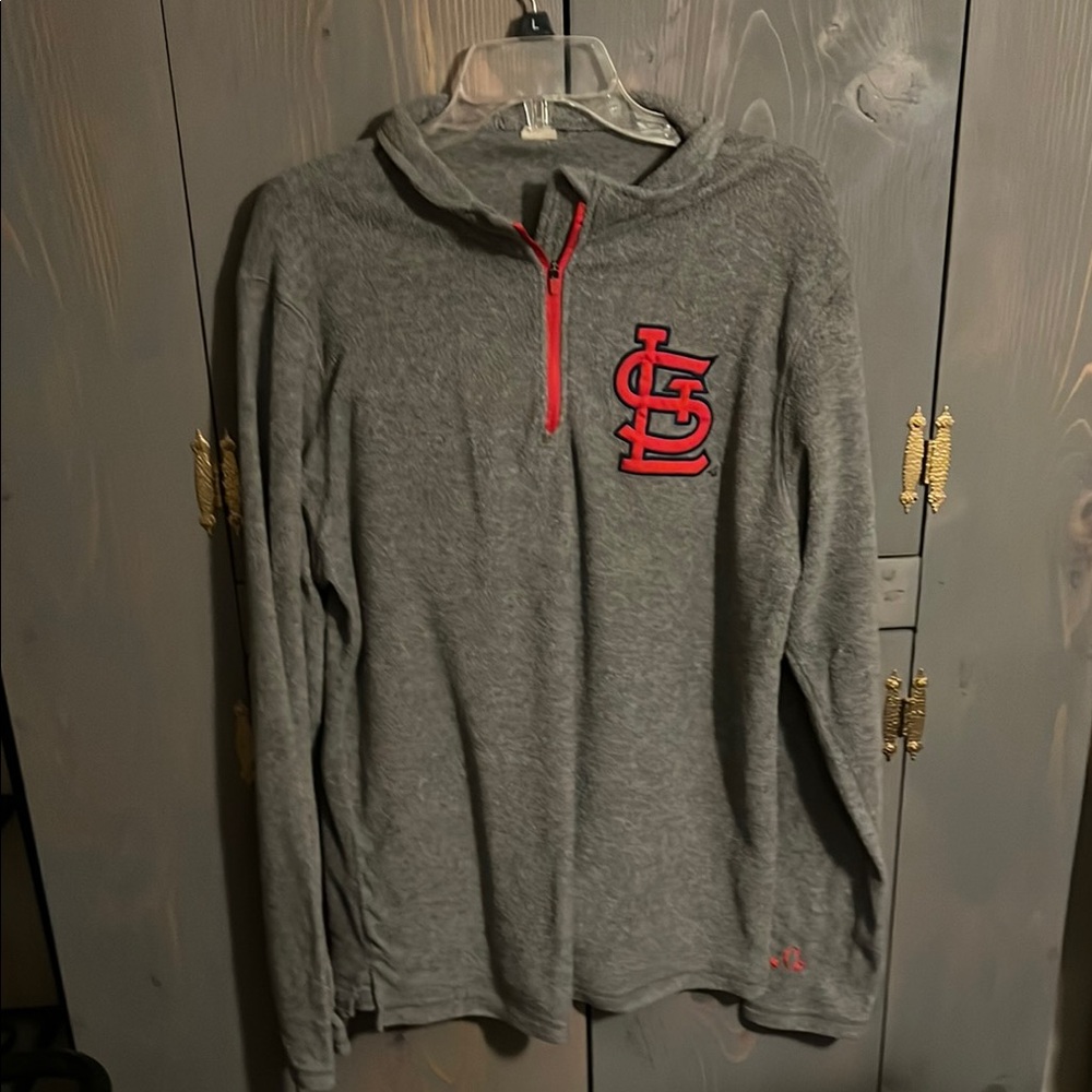 Gray Quarter-Zip Pullover with Red Logo